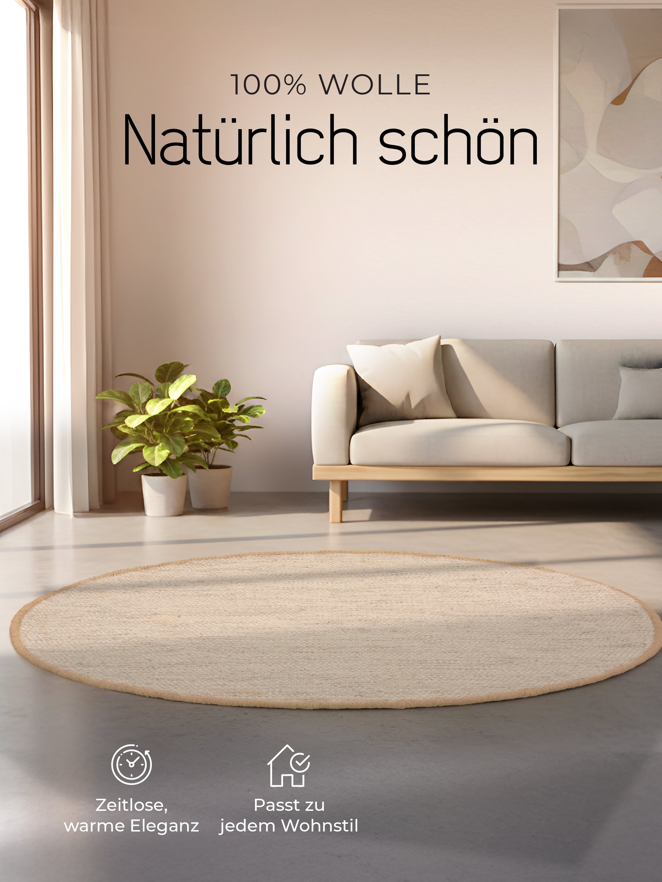 Wollteppich Lui Rund Taupe