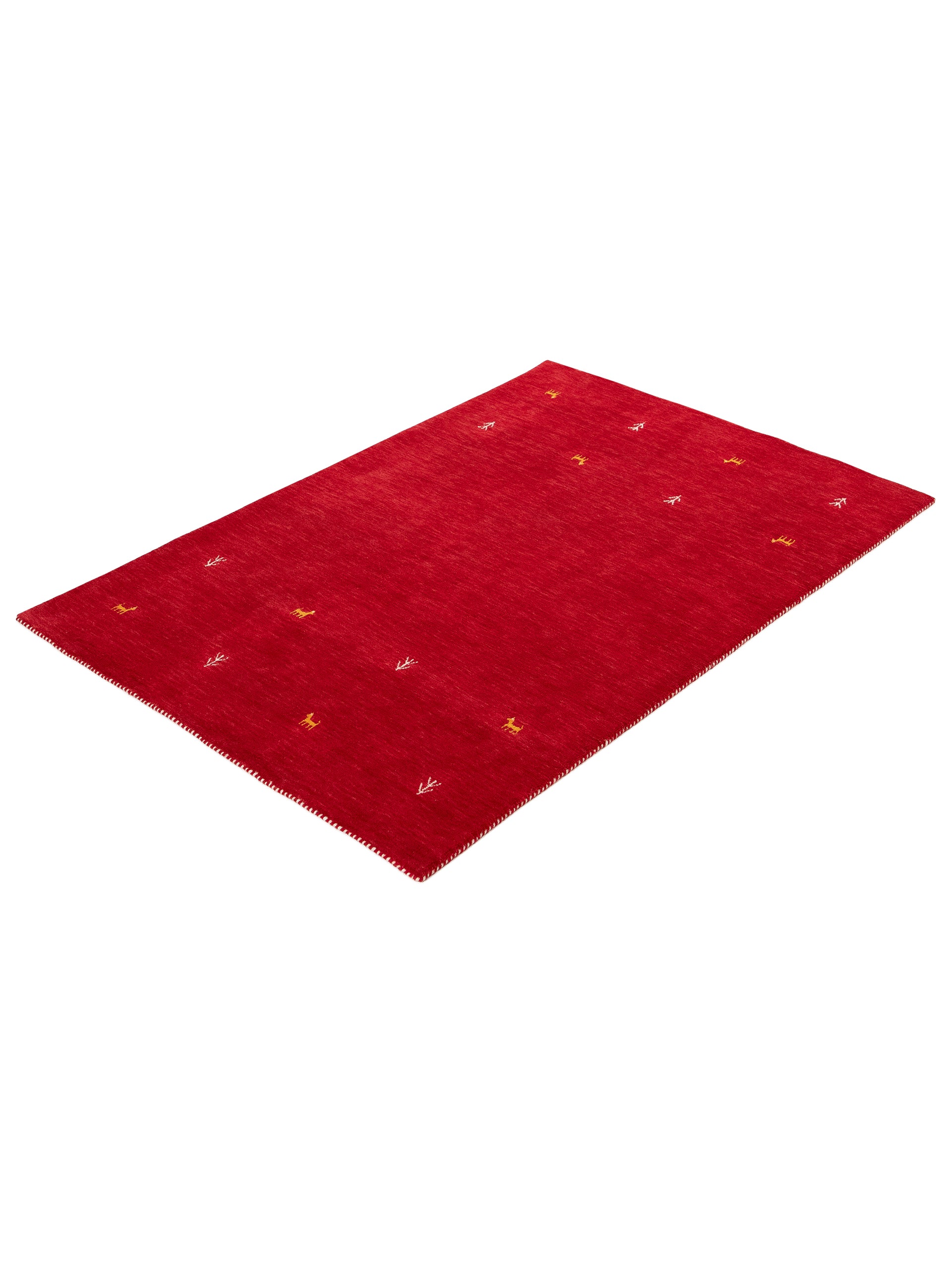 Wollteppich Gabbeh Uni Rot aus Wolle