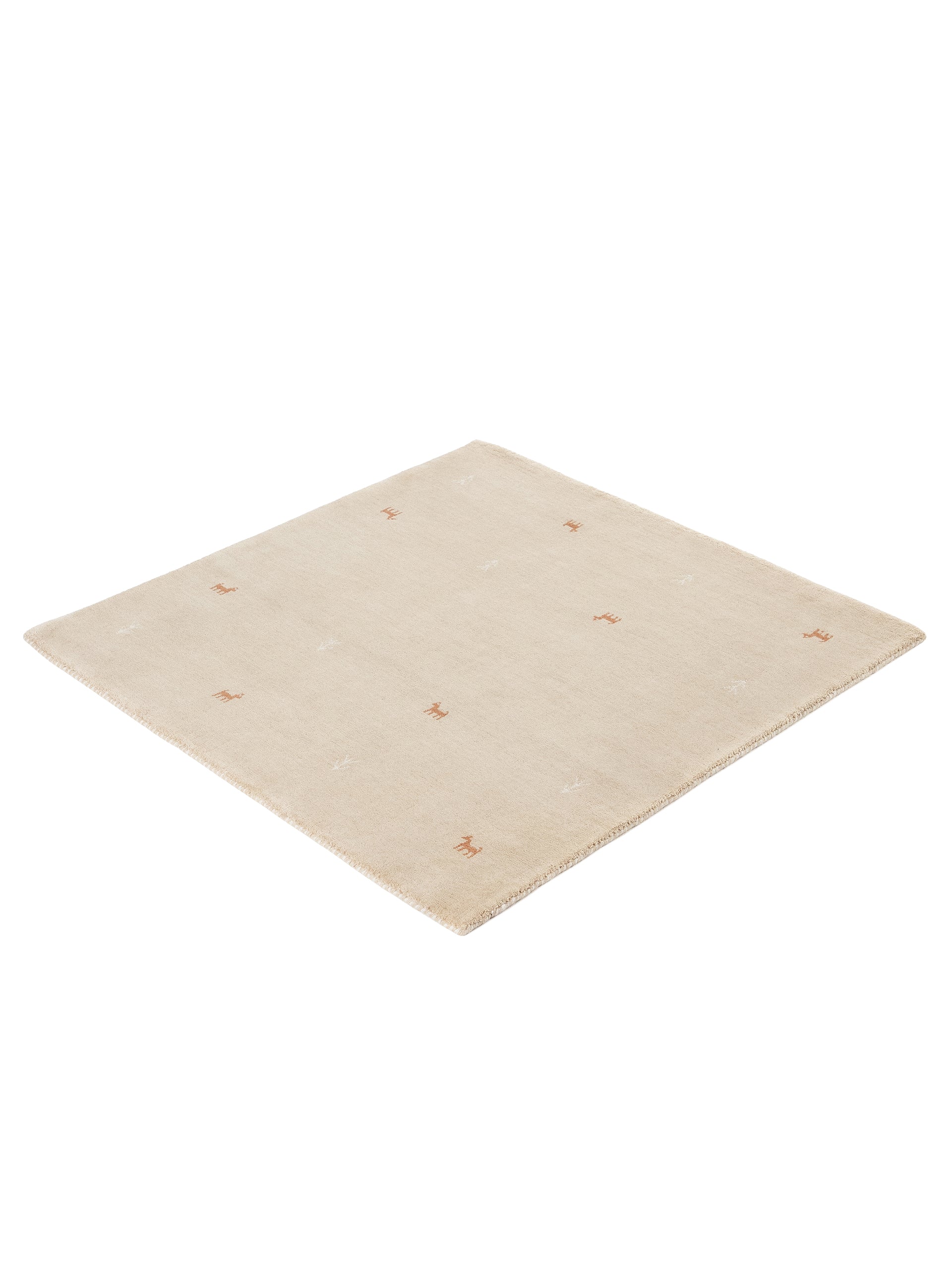 Wollteppich Gabbeh Uni Quadratisch Beige in beige aus wolle