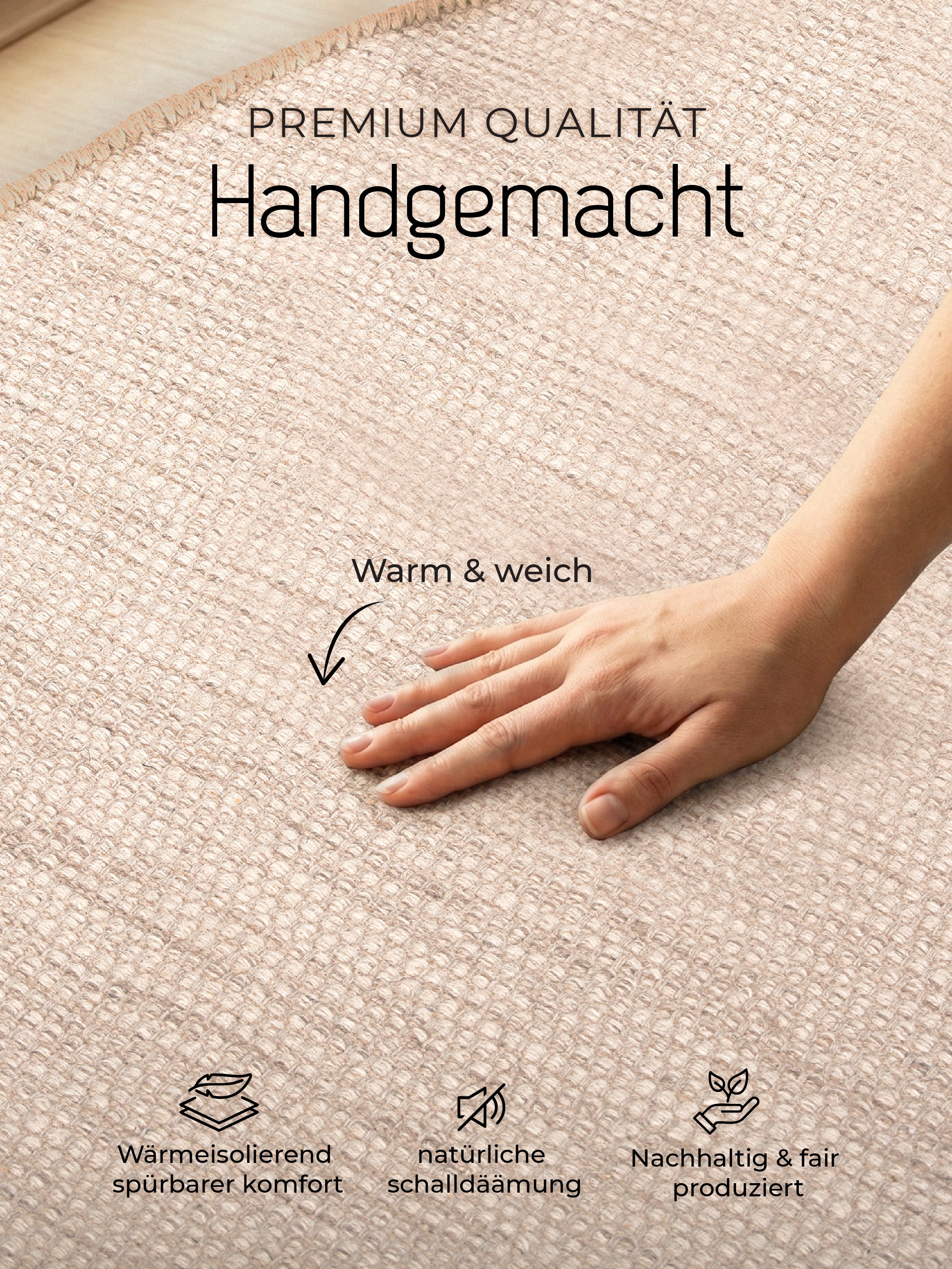 Wollteppich Lui Rund Taupe