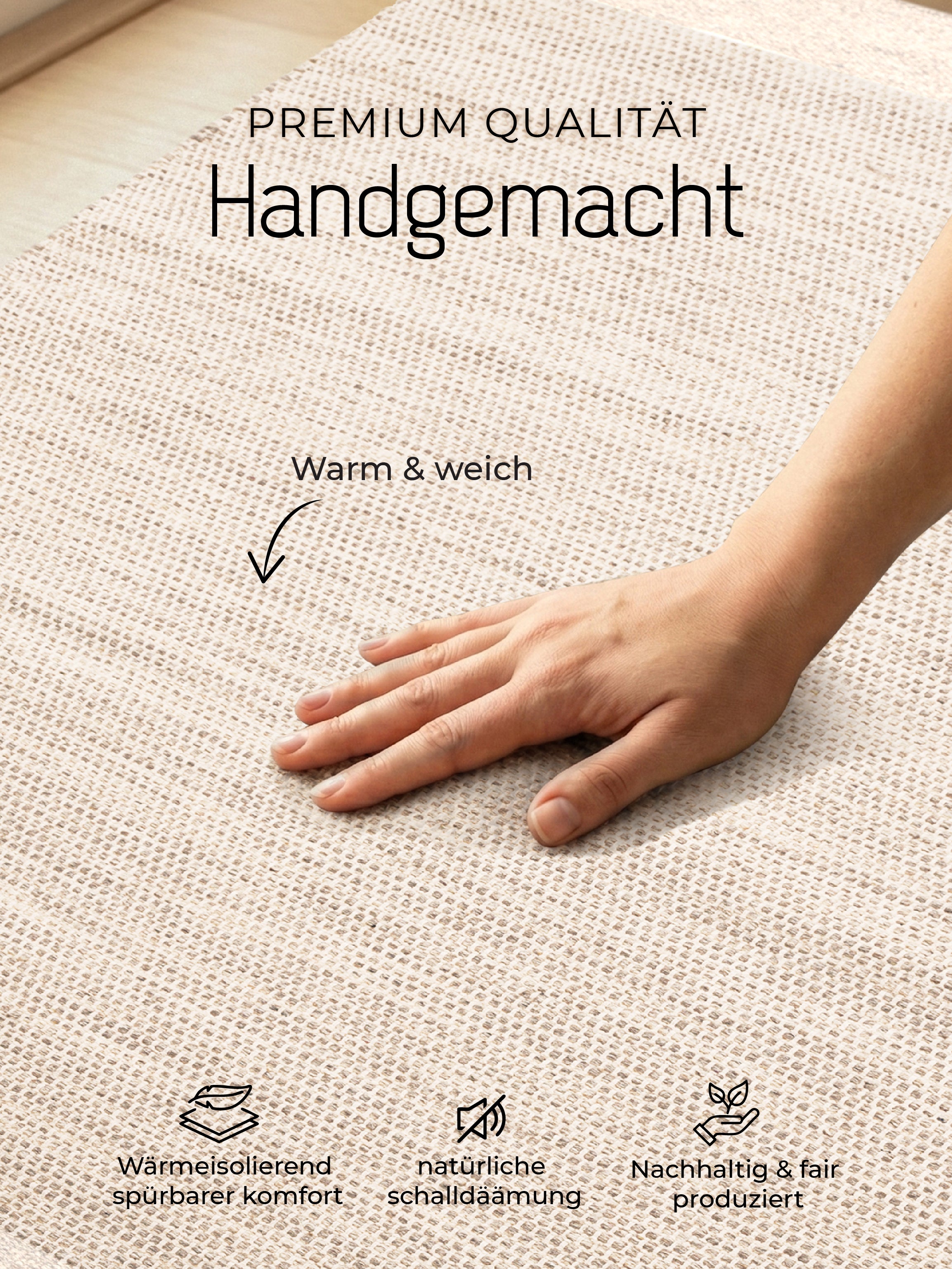 Wollteppich Lui Läufer Weiß