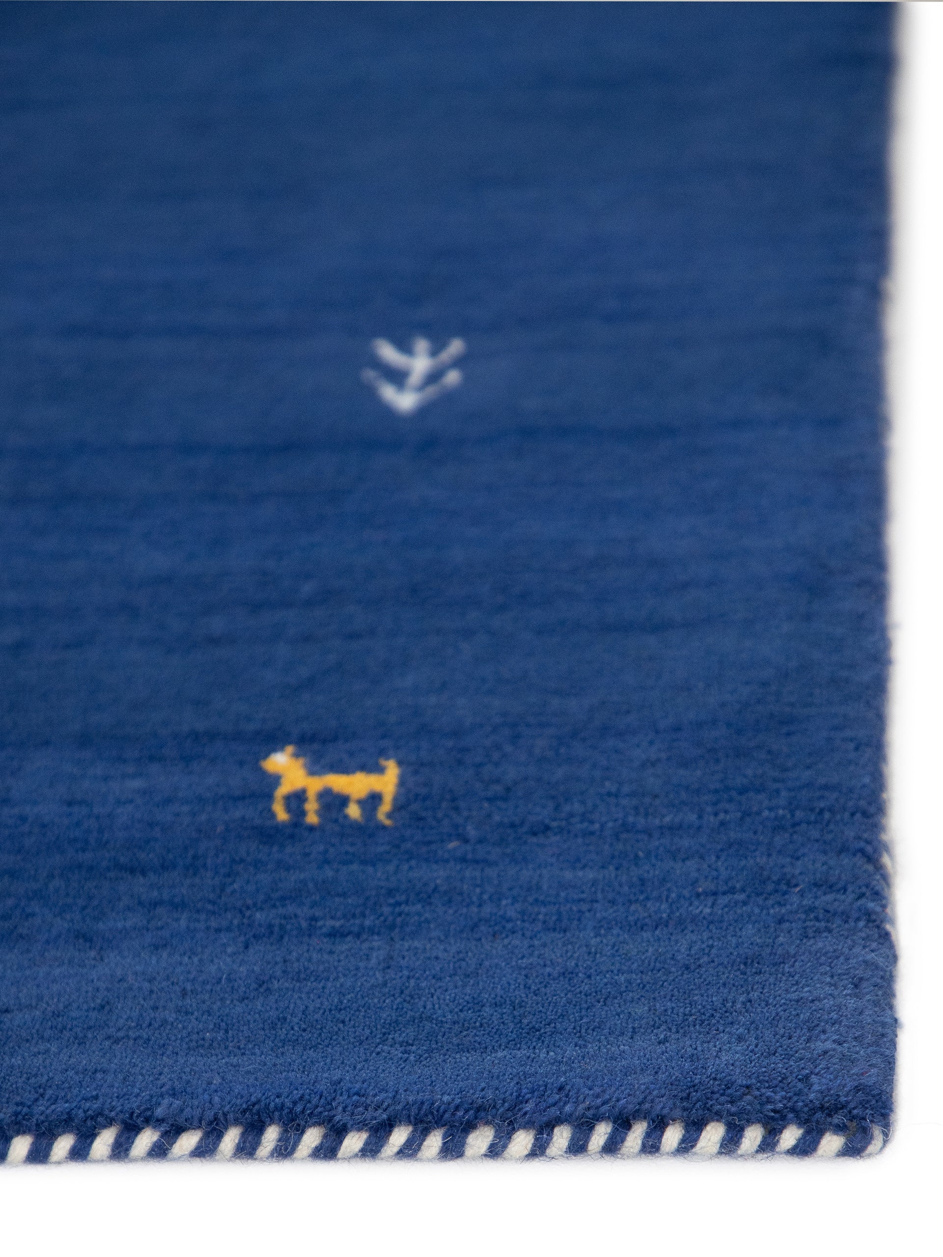 Wollteppich Gabbeh Uni Läufer Blau aus Wolle