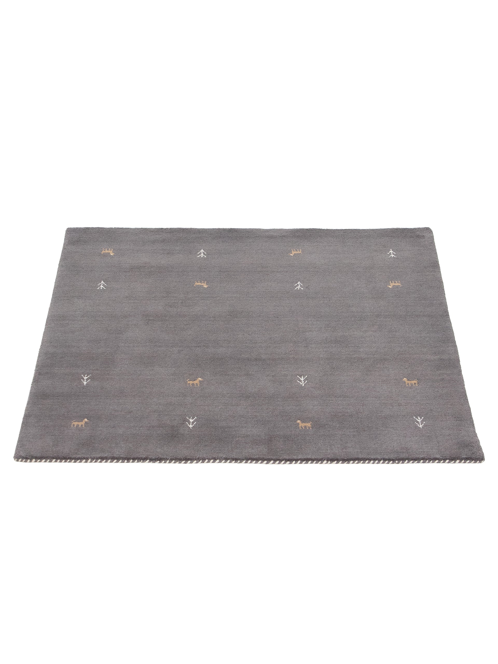 Wollteppich Gabbeh Uni Quadratisch Grau in grau aus wolle