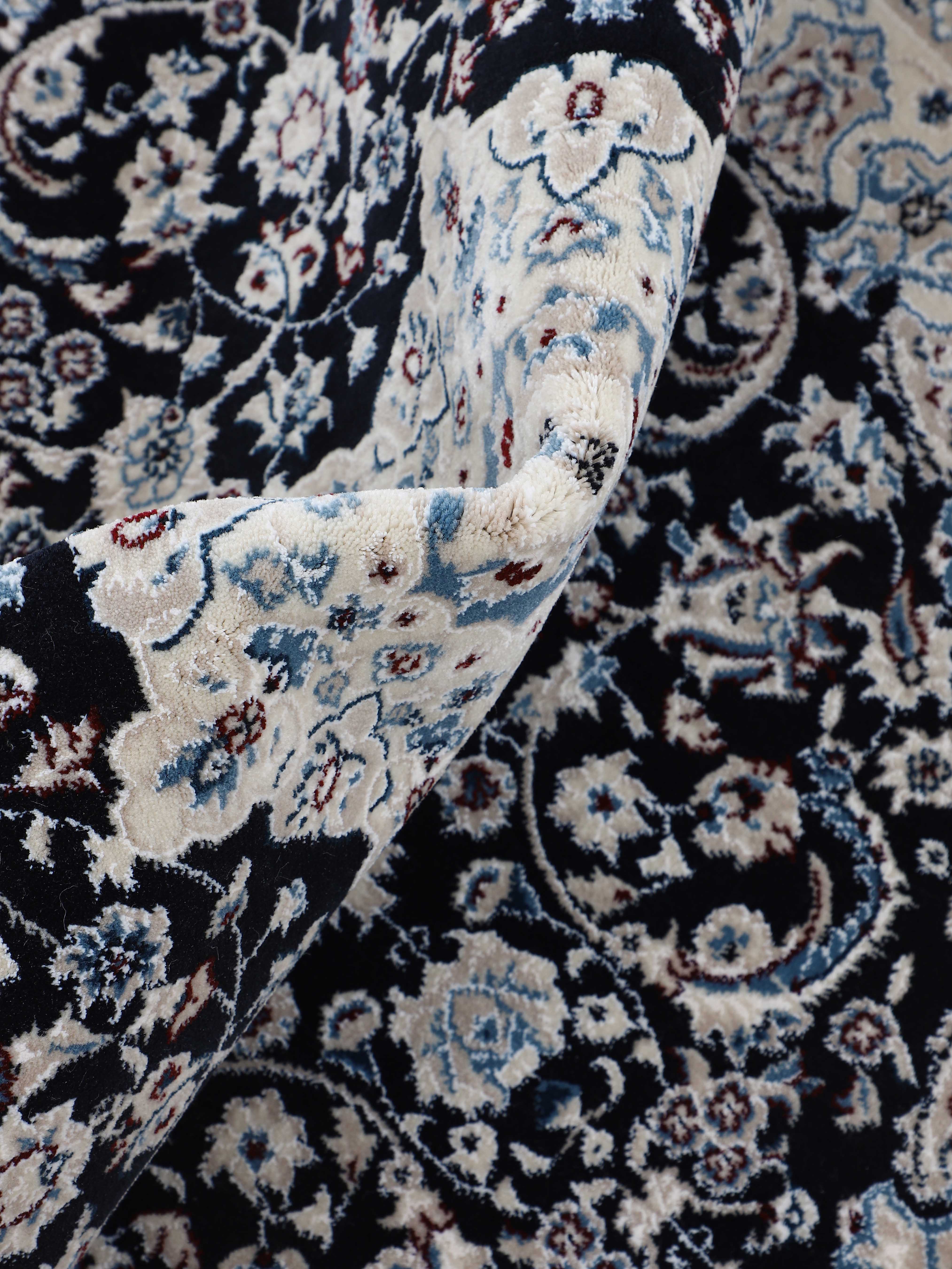 Teppich Nain Diane Rund Dunkelblau in dunkelblau aus kunstfaser