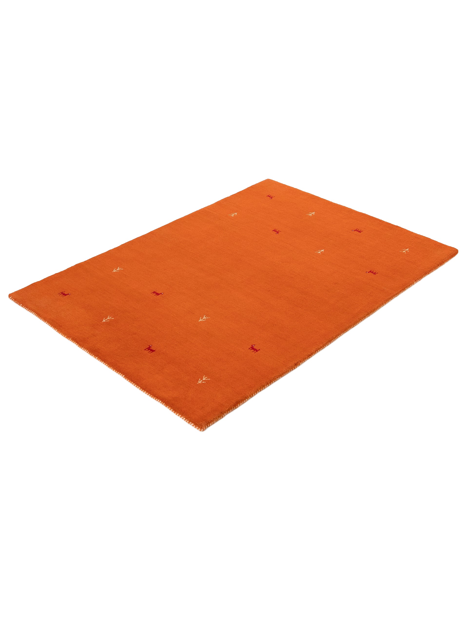 Wollteppich Gabbeh Uni Orange aus Wolle