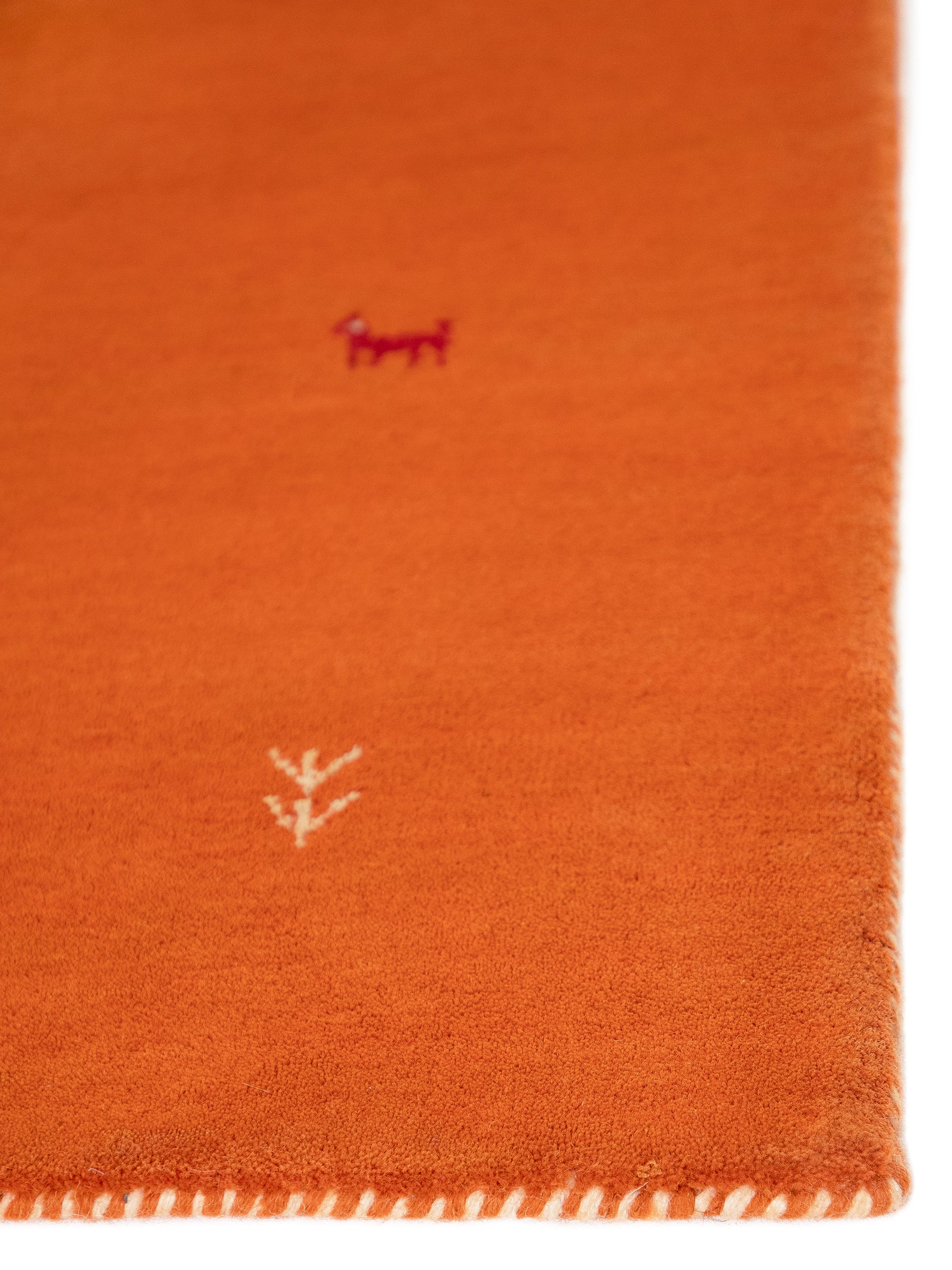 Wollteppich Gabbeh Uni Orange aus Wolle