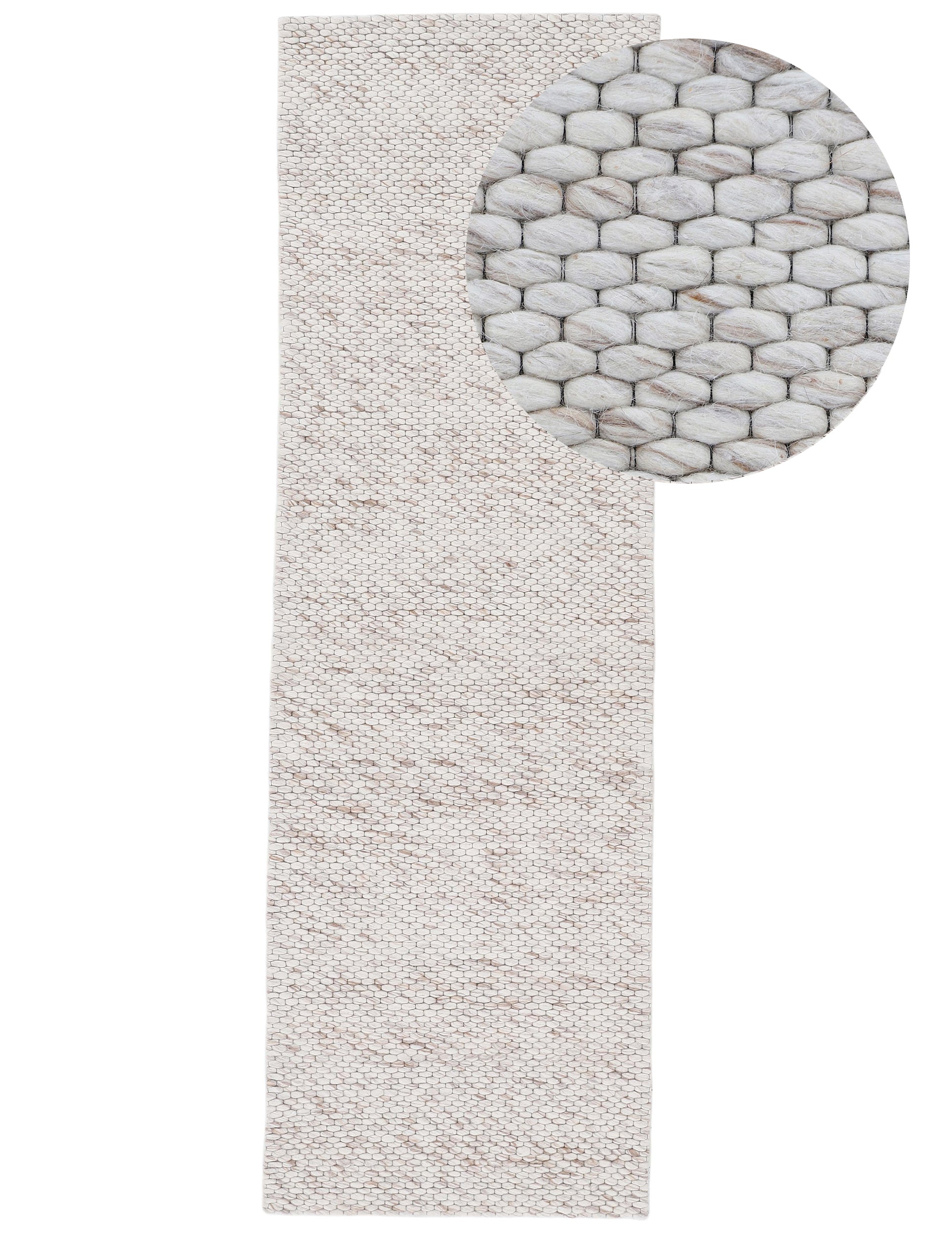 Wollteppich Sina Läufer Beige meliert in beige-meliert aus wolle