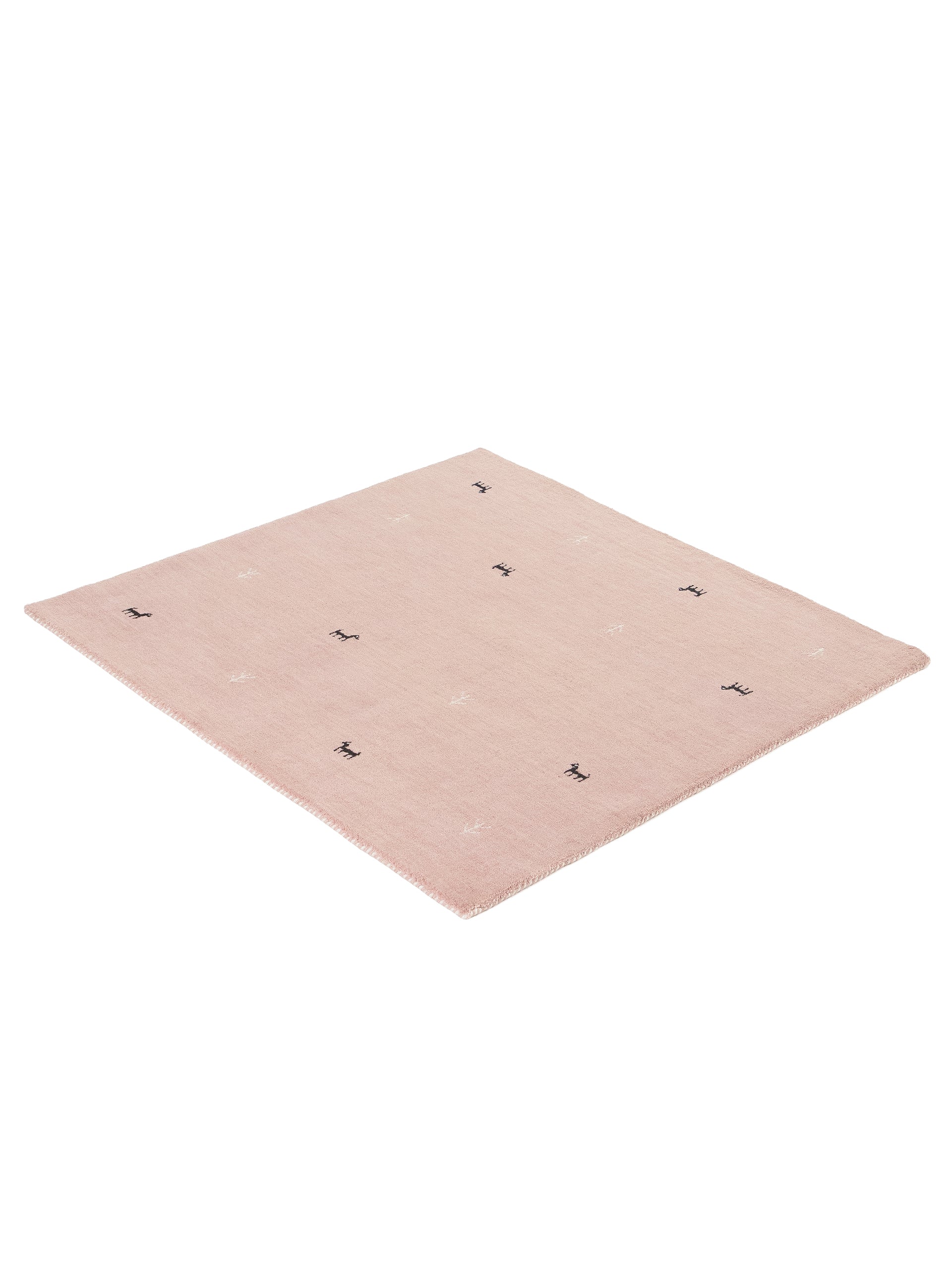 Wollteppich Gabbeh Uni Quadratisch Rosa in rosa aus wolle