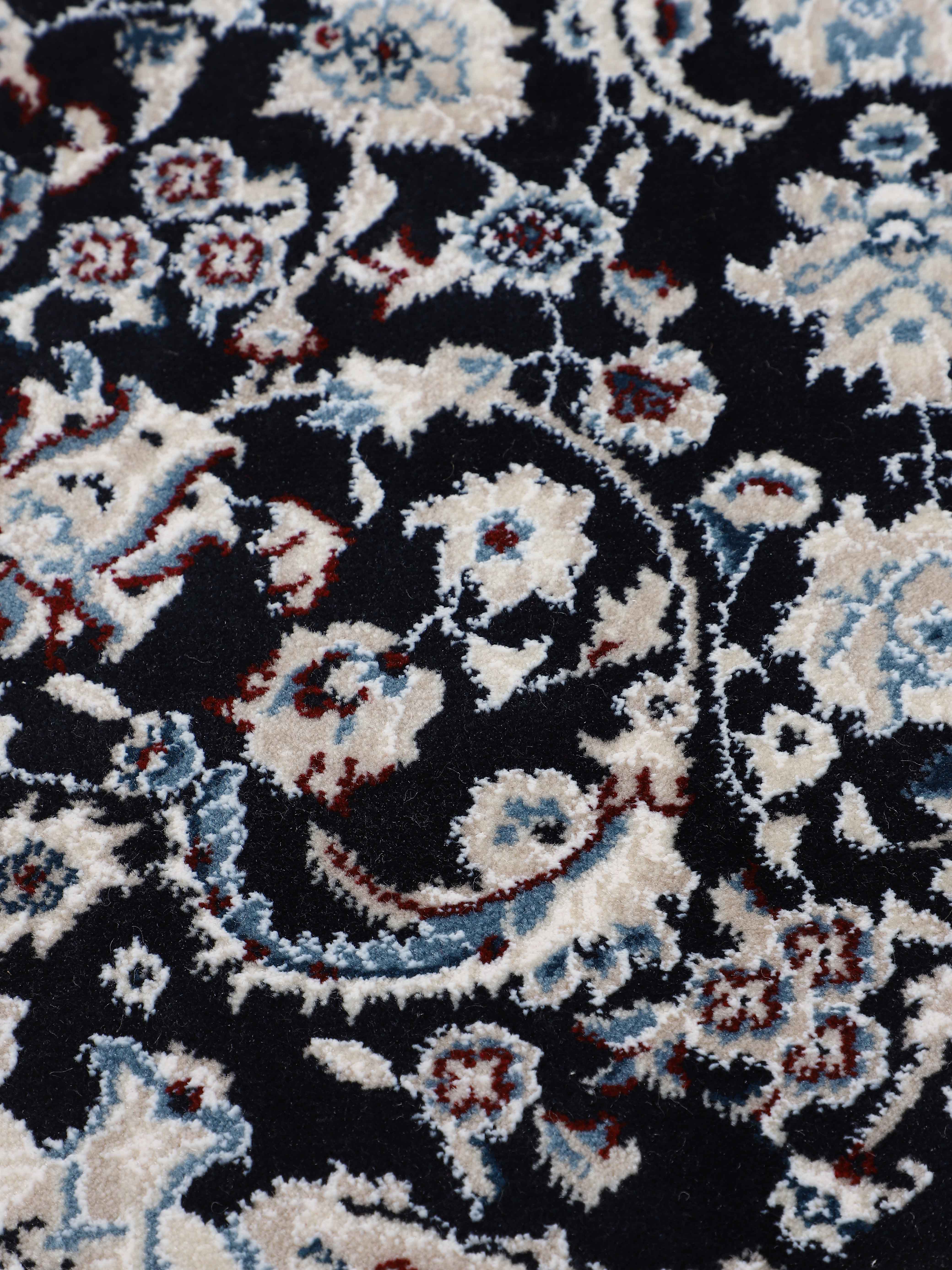 Teppich Nain Diane Rund Dunkelblau in dunkelblau aus kunstfaser